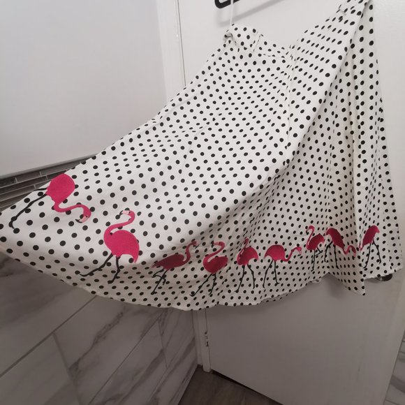 Collectif 50s flamingo swing skirt - Picture 3 of 7